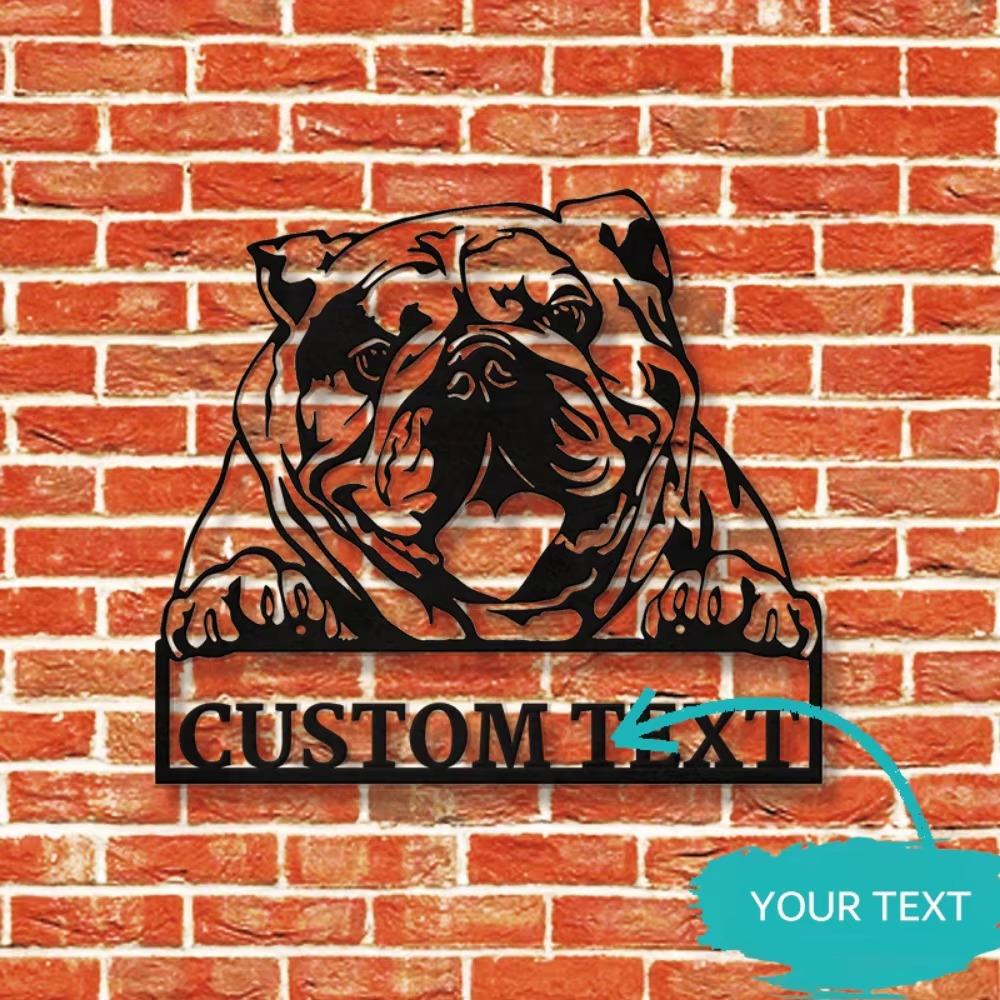 Custom Metal Wall Art American Bulldog Sculpture Indoor Hanging Decor Dog Lover Gift