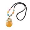 Colorful Beaded Goldfish Sweater Necklace for Women - Imitation Honey Wax Fashion, All-Match Autumn & Winter Jewelry.