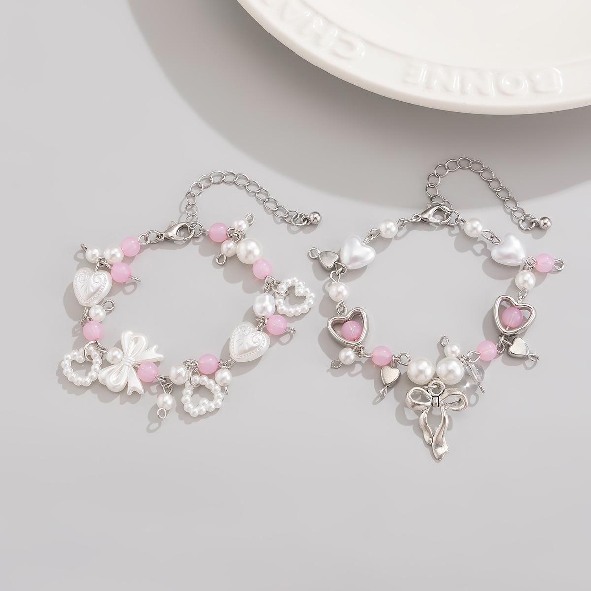 

Ювелирные изделия высокого класса, розовый браслет-бантик с надписью «love», ювелирный дизайн, милый многогранный браслет с надписью «love»