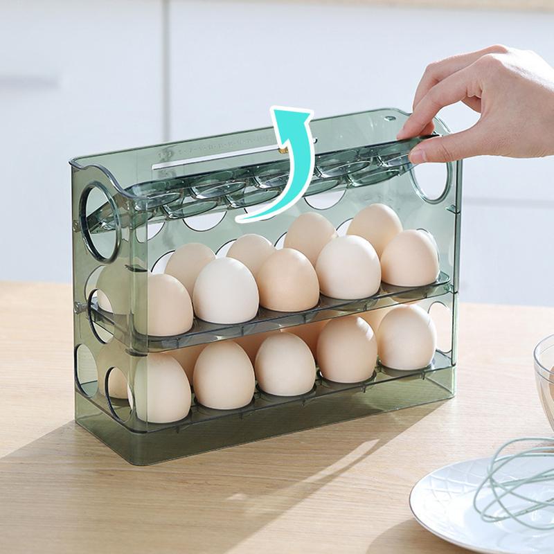 3-Tier Egg Organizer for Refrigerator, PET Egg Storage for Refrigerator 30 Eggs Container for Kitchen Coutertop, Transparent