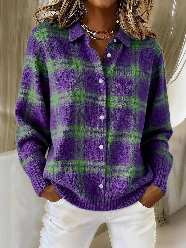 2025 Women's Autumn/Winter Striped Lapel Knitwear Coat