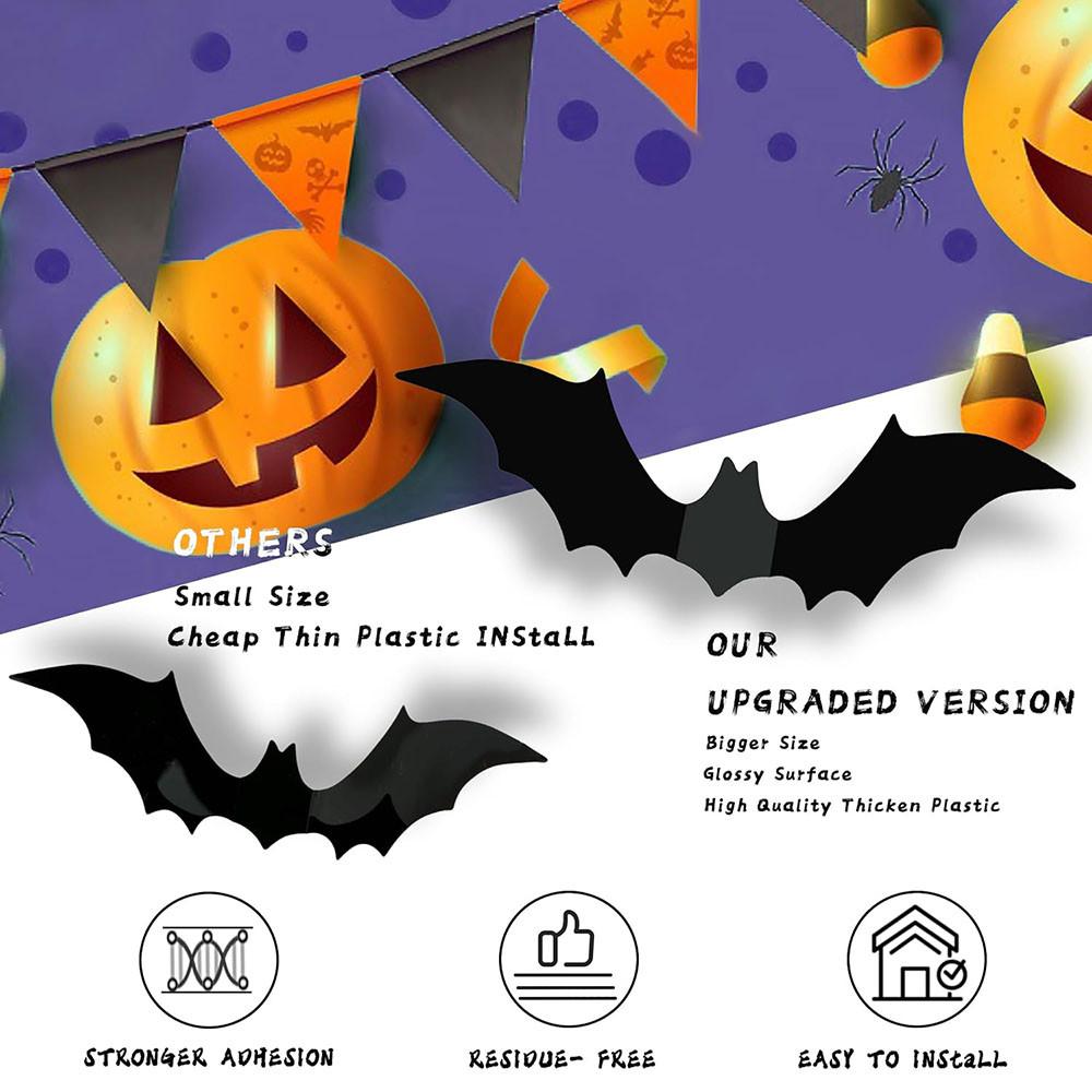 Halloween Themed 3D Stereoscopic Bat Party Scene Decoration Horror Window Stickers Halloween Home Decoration