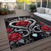 Romantic Roses and Crown Rug: Elegant Black and White Design for Romantic Couples | Luxury Home Decor Skid resistant carpet