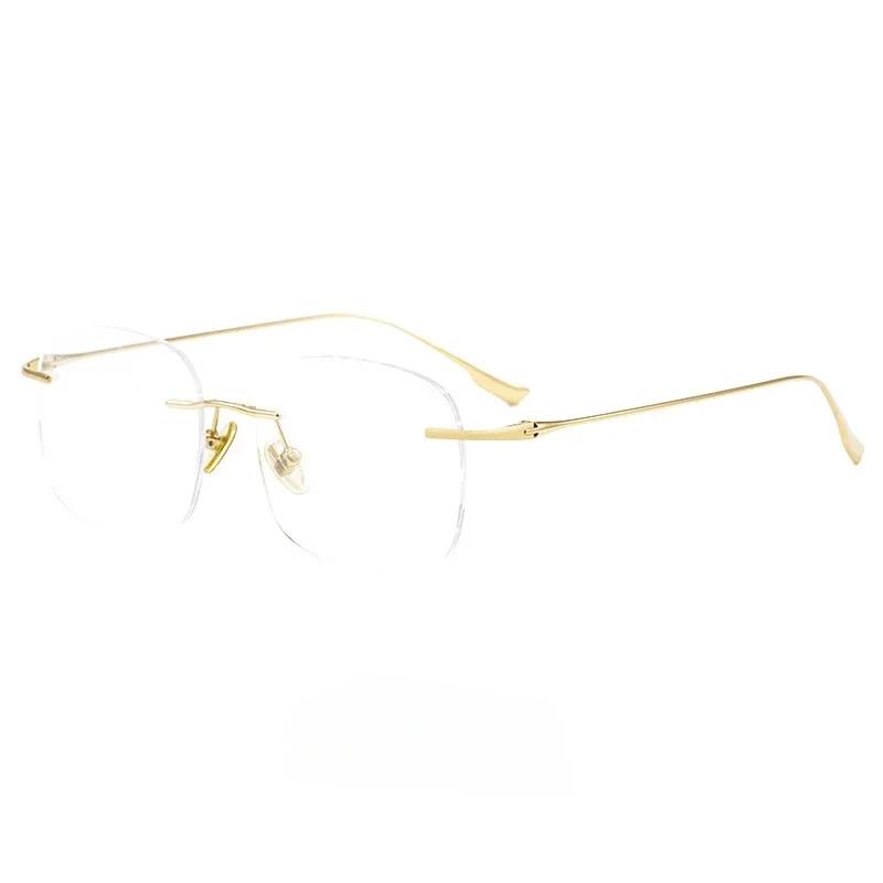 Gold Silver Frame Rimless Women Square Glasses Fashion Retro Frameless Eyewear Frame Eyeglasses Anti Blue Light Radiation
