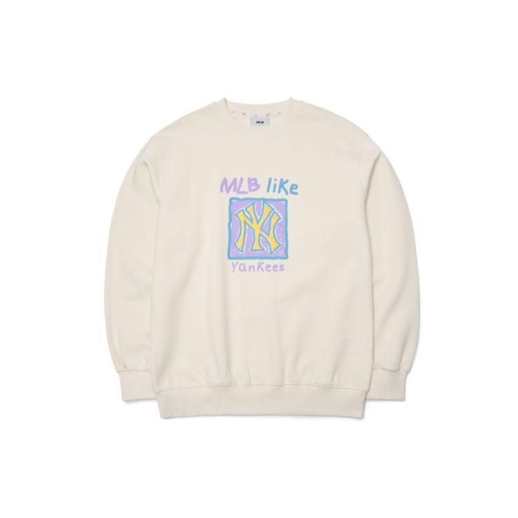MLB New York Yankees Sweatshirts Unisex Beige Crew Neck Moderate Regular 3AMTL6116-50CRS