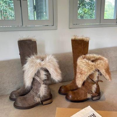 Women's Soft Elastic Thick Sole Winter Warm Cold Padded Snow Boots Non-slip Wear Outdoor Leisure Sports Long Long Plush Cotton Boots