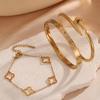 3PCS French Lucky Clover Women's Bracelet Set High Quality Stainless Steel INS Hot Selling Bracelet Charm Feeling Jewelry Gift