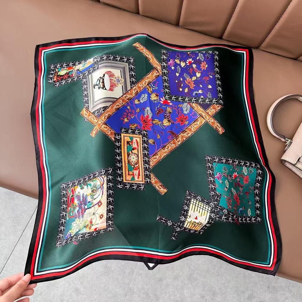 New Silk Silk Scarf Women's Spring Fashion Elegant Peony Plain Crepe Satin Silk Scarf 100% Mulberry Silk Square Scarf 53 Silk Scarf