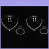 Bridal Jewelry Set With Crystal Necklace Earrings Bracelet For Women Wedding Accessories