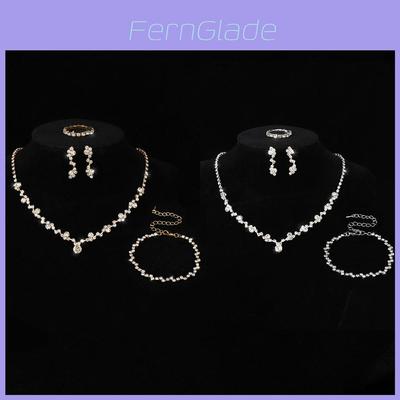 Bridal Jewelry Set With Crystal Necklace Earrings Bracelet For Women Wedding Accessories