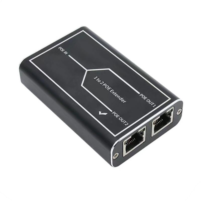 RJ45 Ethernet PoE Extender, 100Mbps Networking Repeaters for Outdoor IP Cameras,100m Ranges Extension 1PoE In 2PoE Out