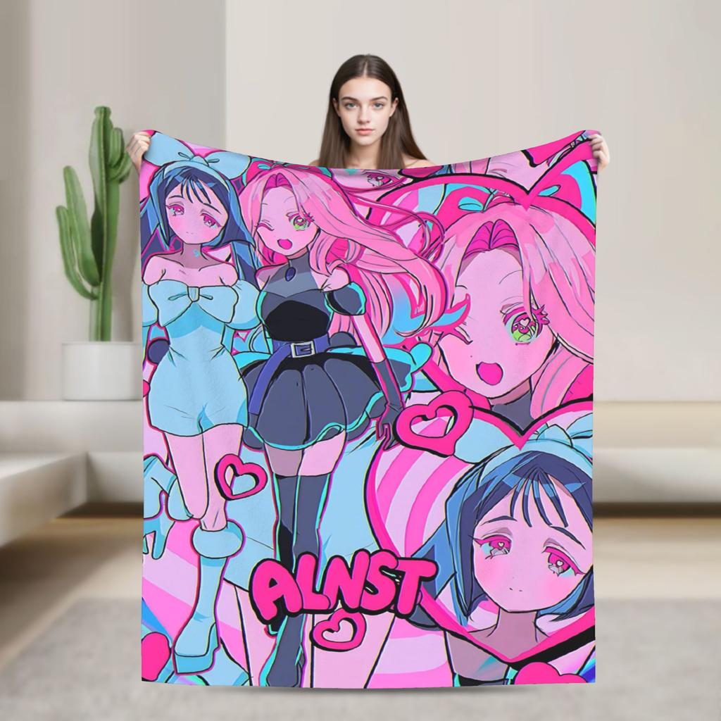 Soft Warm Blanket Decorative Alien Stage Manga Character Artwork Throw Blanket Flannel Bedspread For Couch Bed Sofa Bed Cover