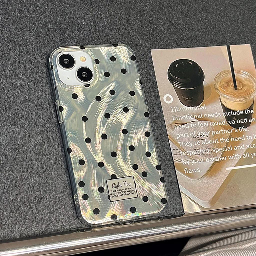 Stylish Laser Polka Dot Case for iPhone 15 14 13 12 11 Pro Max All-inclusive Shock-proof Girl Case with Chain