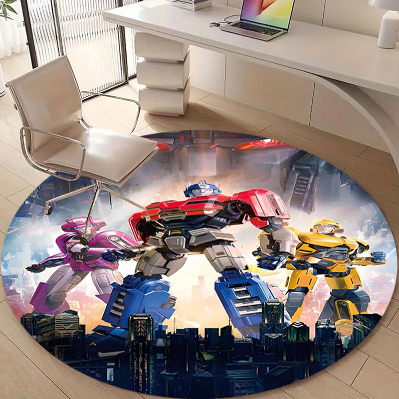 1pc Transformers1 Design Printed Area Round Carpet for Bedroom Living Room Home Decor Rugs Mat Non Slip Mat Rug for Bedside