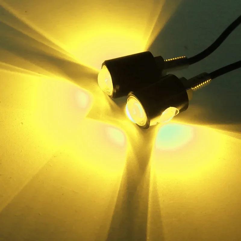 2PCS Universal Motorcycle LED Mini License Plate Light Eagle Eye Shape Turn Signal Indicator Tail Rear Light Brake Fog Lamp Bulb