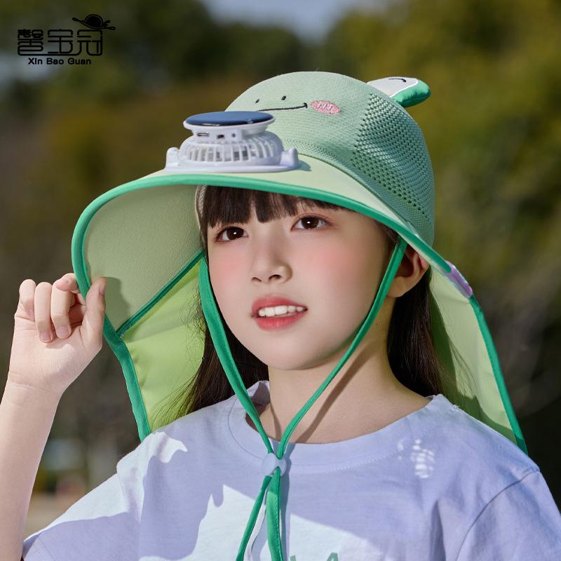 Barnhatt tecknad söt stor brätte med fläkt bucket hat pojkar och flickor utomhusutflykt sjal solskydd visir