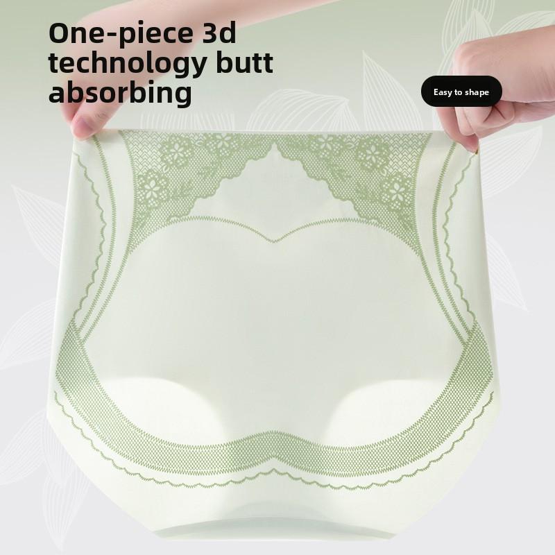 Damskie Letnie Majtki w Stylu Narodowym z Nadrukiem, z Wysokim Stanem, Lekko Modelujące Brzuch, 7A Antybakteryjne, z Lodowego Jedwabiu, Szybkoschnące, Podnoszące Biodra