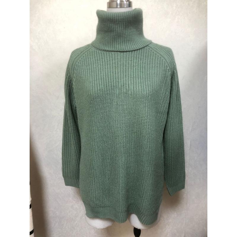 Women's Autumn and Winter Slouchy High Neck Zip Solid Colour Knitted Sweater