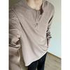 Men's Spring/Fall Long-Sleeve Waffle Weave Causal T-Shirt Solid Color Comfortable Base Layer