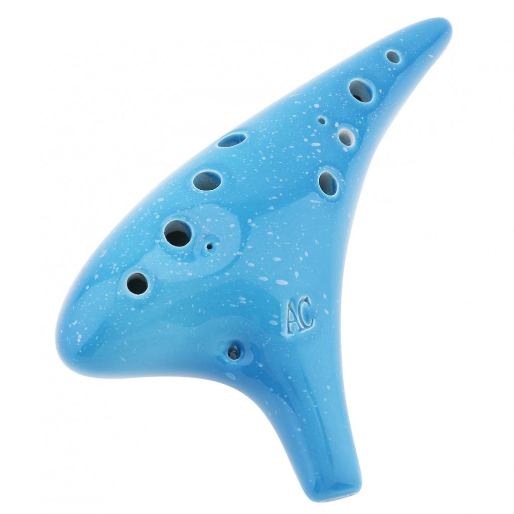 12 Holes Alto ToneC Ceramic Ocarina with Song Book Neck Cord Carry Bag, Good Gift Musical Instrument for Beginners