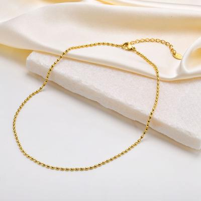 Luxury Classic Oval Beads Chain Necklace Bracelet Set, Minimalist Gold Plated Stainless Steel Jewelry for Women Gift