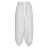 Womens Semi Sheer Chiffon Pants Sequined Dot Design Elastic Waist Belly Dance Performance Trousers
