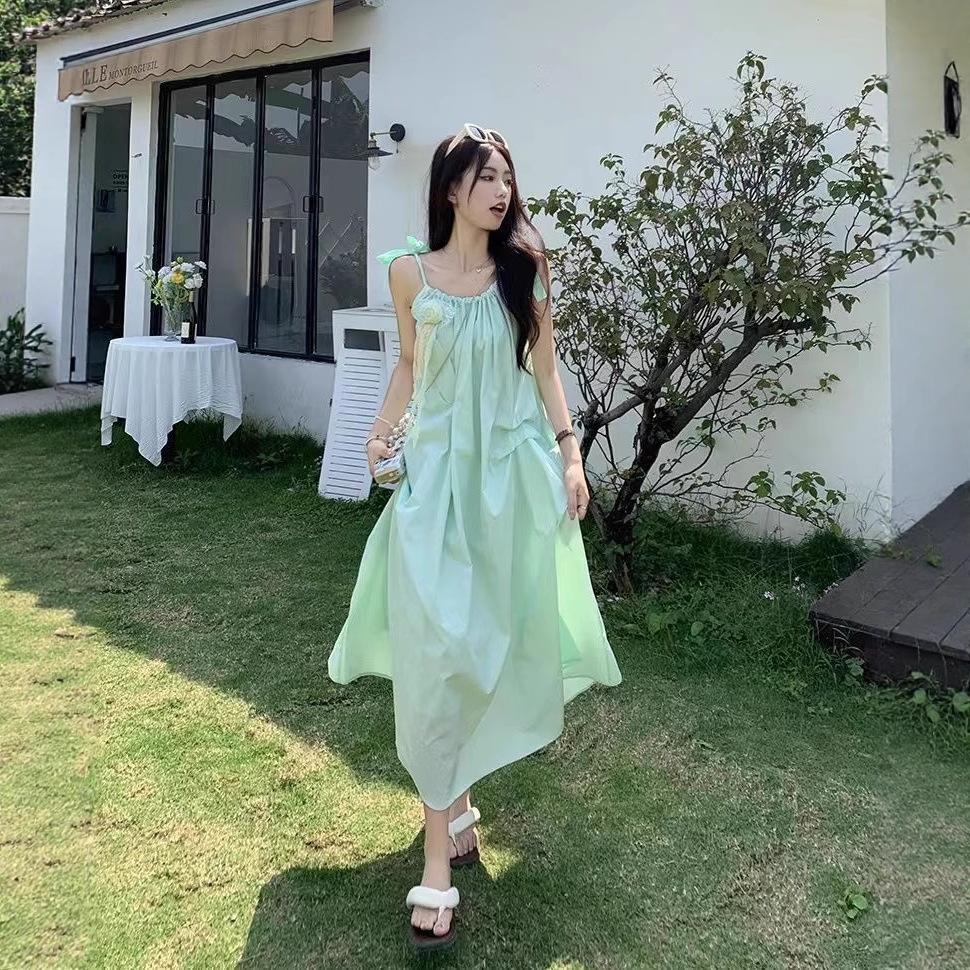 Heavy industry suspender dress women s skirt summer new thin temperament high sense casual beach dress S