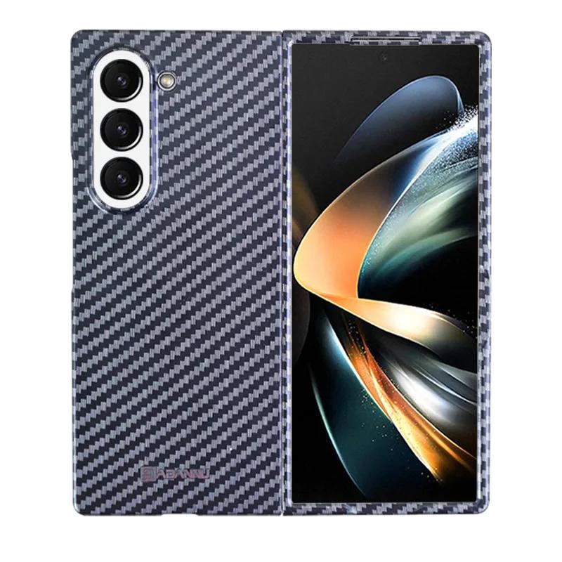 

Carbon Fiber Texture Mobile Phone Case for Samsung Galaxy Z Fold 6 Fold5 ZFold 4 Slim Anti-drop Protection PC Cover Hard Shell ZFold4 чорний
