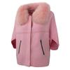 OFTBUY 2024 Herbst Winter Echt Fuchs Waschbär Pelz Kragen Mantel Gestrickte Pullover Frauen Kurzarm Jacke Dicke Warme