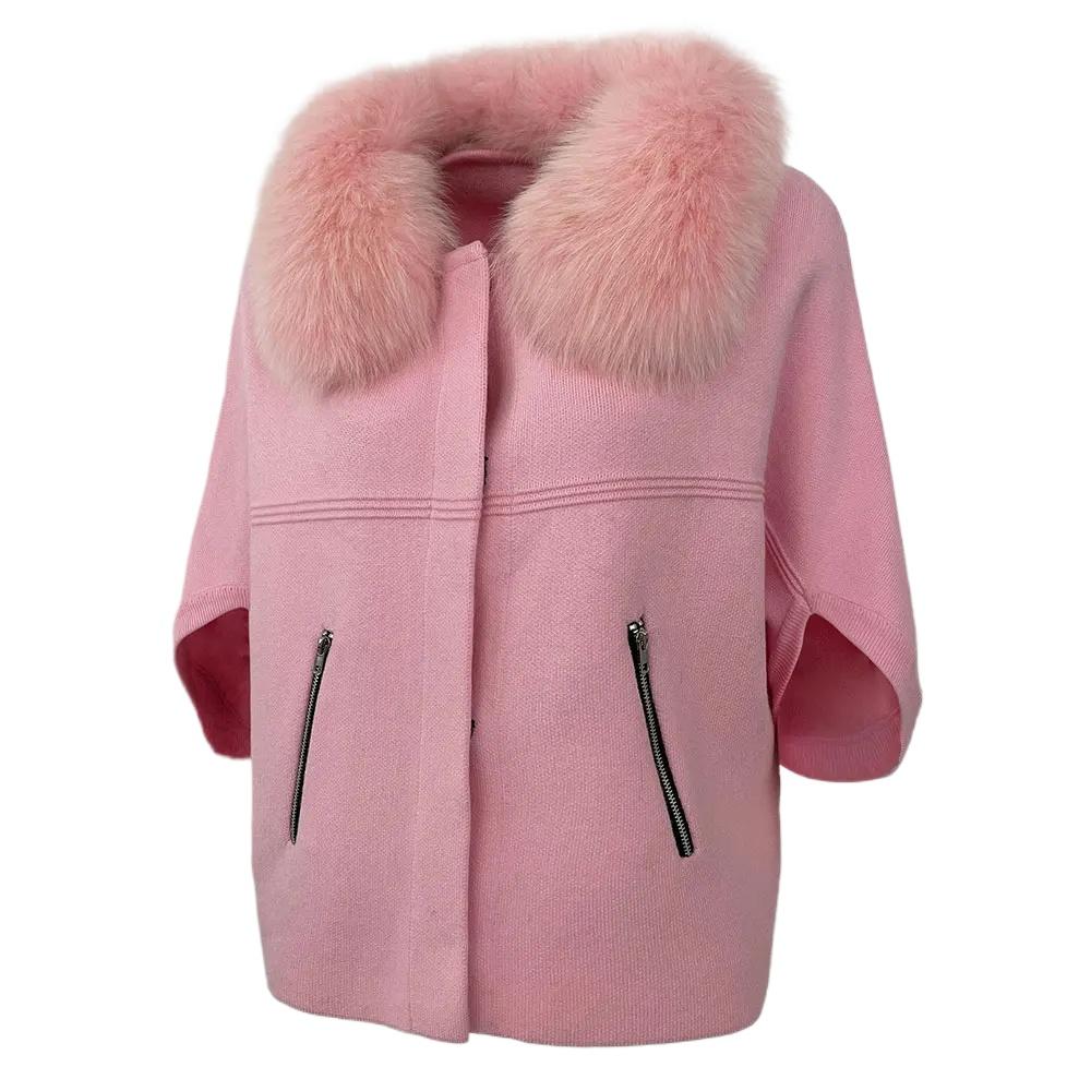 OFTBUY 2024 Herbst Winter Echt Fuchs Waschbär Pelz Kragen Mantel Gestrickte Pullover Frauen Kurzarm Jacke Dicke Warme