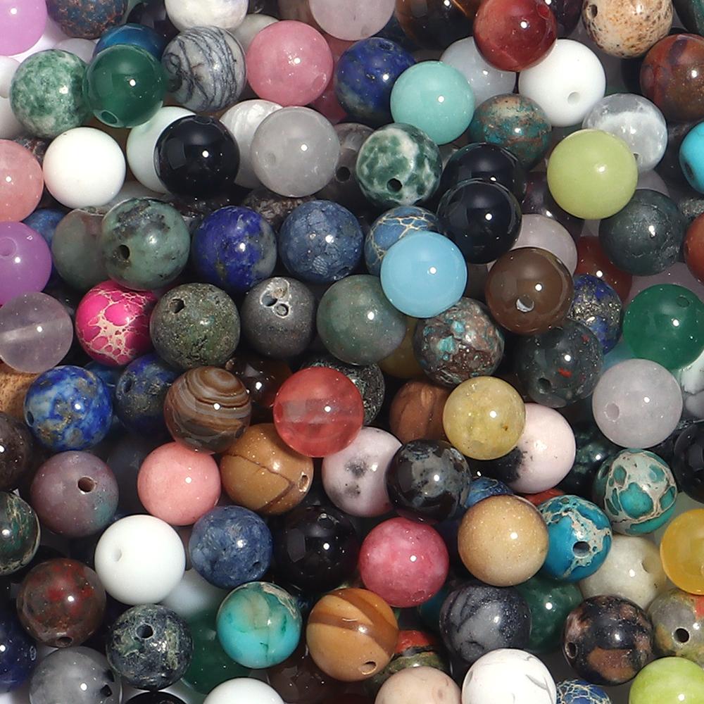 20-100pcs 4 6 8 10 12 14mm Natural Stone Beads Mixed Color Round Loose Beads For Jewelry Making DIY Necklace Bracelets Supplies