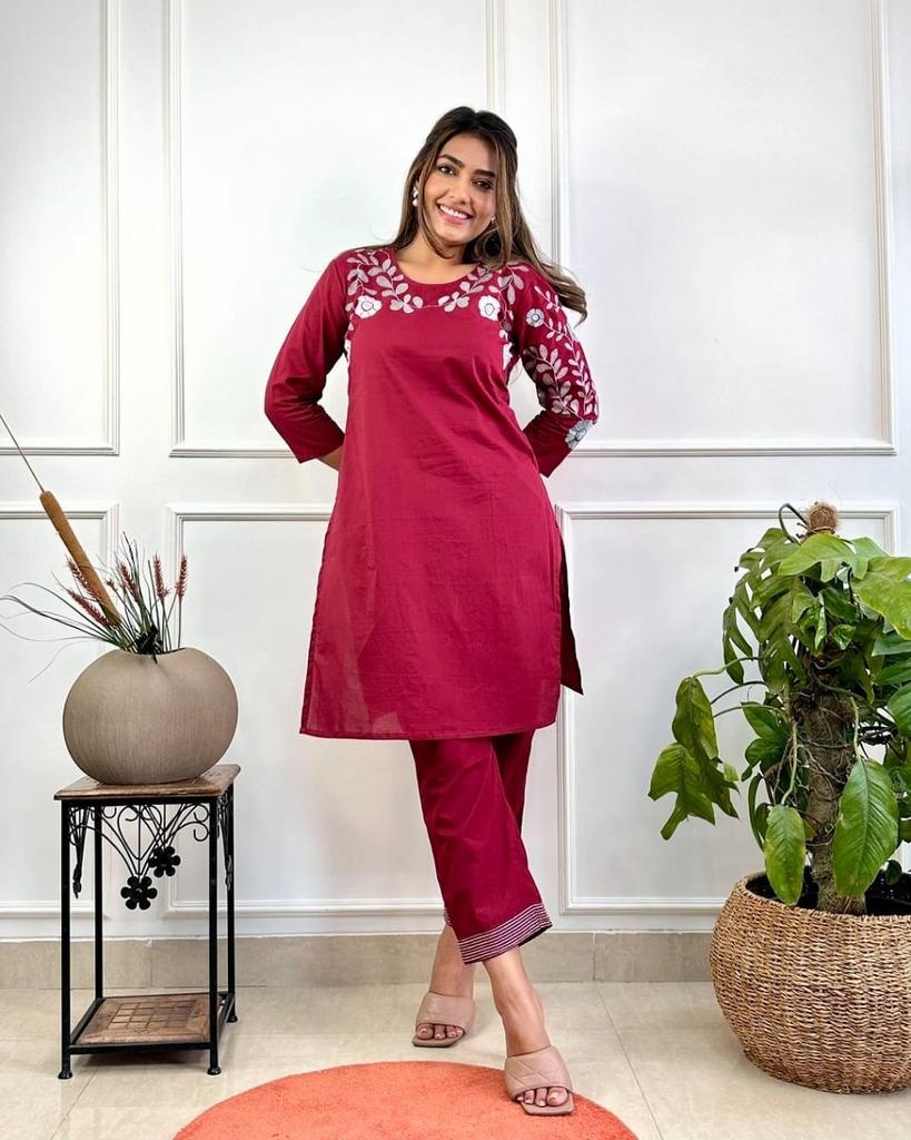 Set Kurta Etnico da Donna in Puro Cotone Designer Indiano Abbigliamento Casual Set Kurti Pantaloni