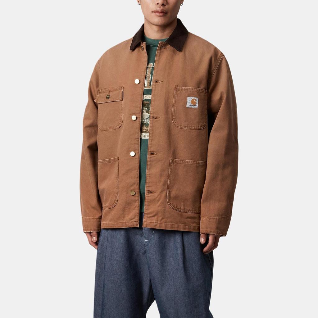 Carhartt WIP Chore Loose Diamond Quilted Square Label Long Sleeve Jacket Men Jacket Brown I035281-00S-3K