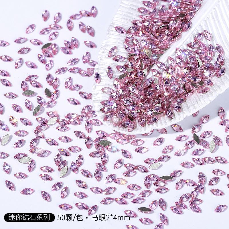 5A Flat Bottom Mini Zircon Nail Art Zircon Diamond 2 * 4 Horse Eye Zircon Flat Bottom Rose Cut Diamond Nail Decorative Diamond