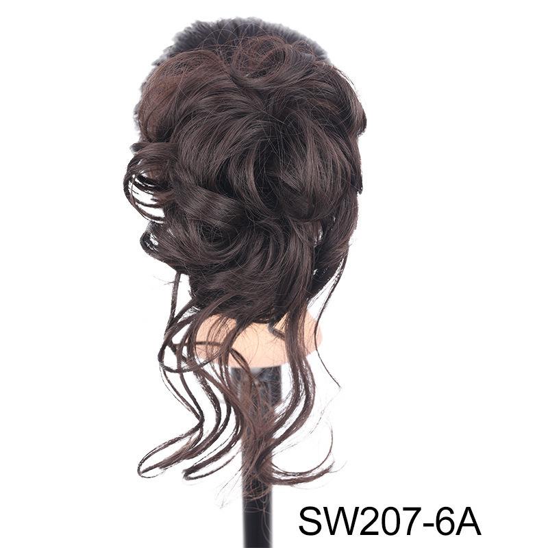 Euro-American Floral Messy Bun Wig - Long, Fluffy Clip-in Hairpiece
