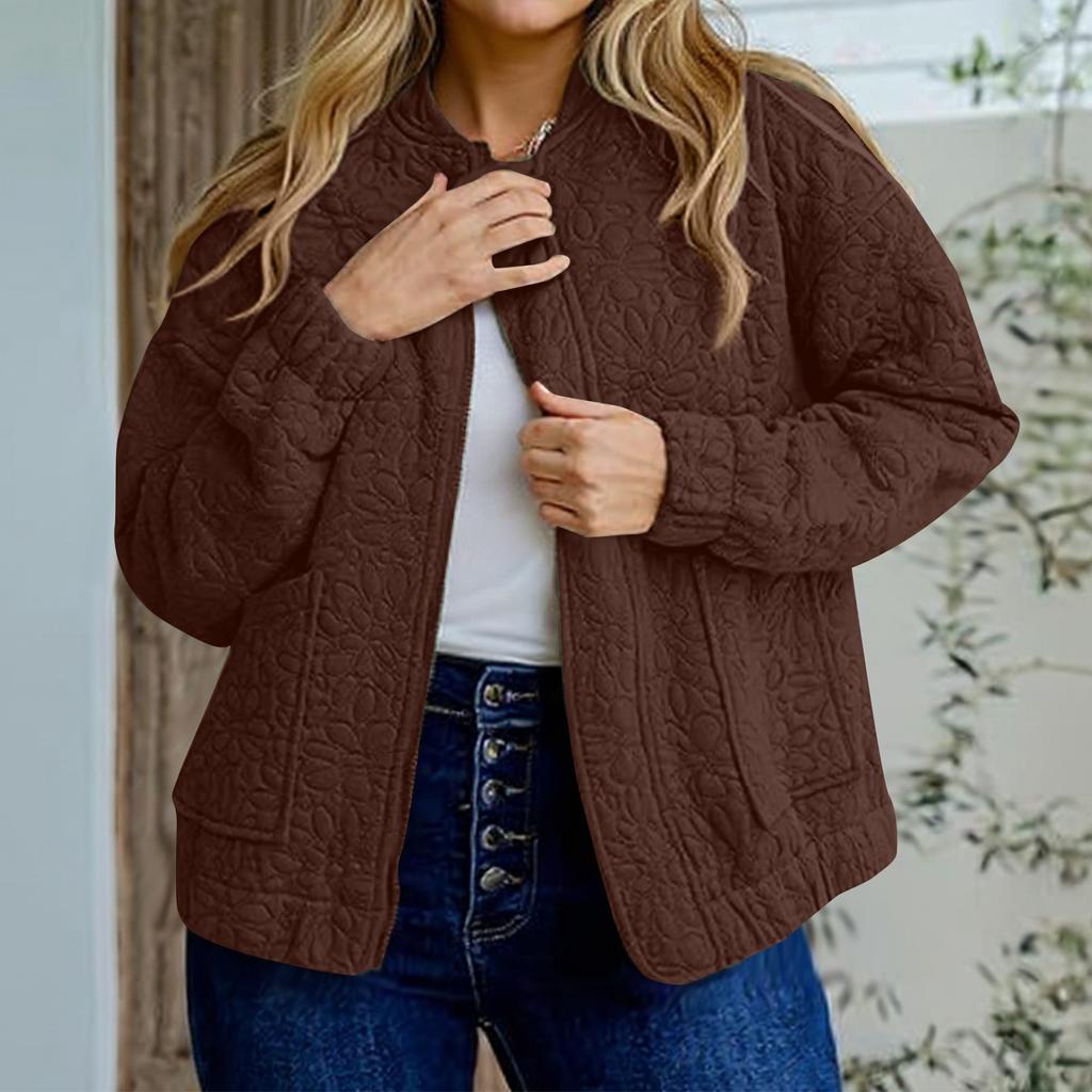 Women's Fashion Casual Plus Size Solid Color Long Sleeve Jacket
