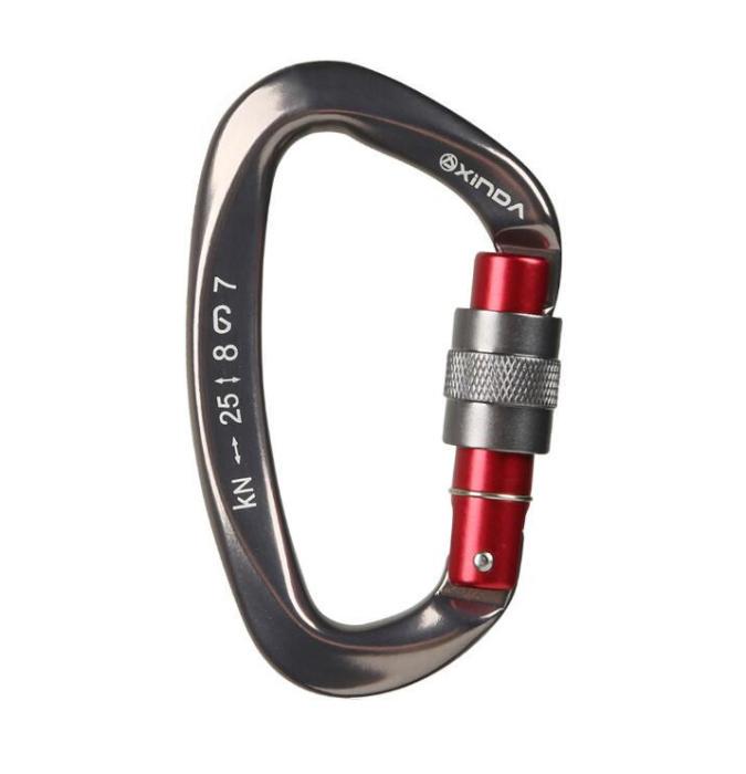 25KN Mountaineering Caving Rock Climbing Carabiner D Shaped Safety Master Screw Lock Buckle