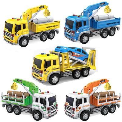 Children's Toys Inertial Wood Truck Water Pipe Truck Road Tow Truck Sound and Light Toy Car
