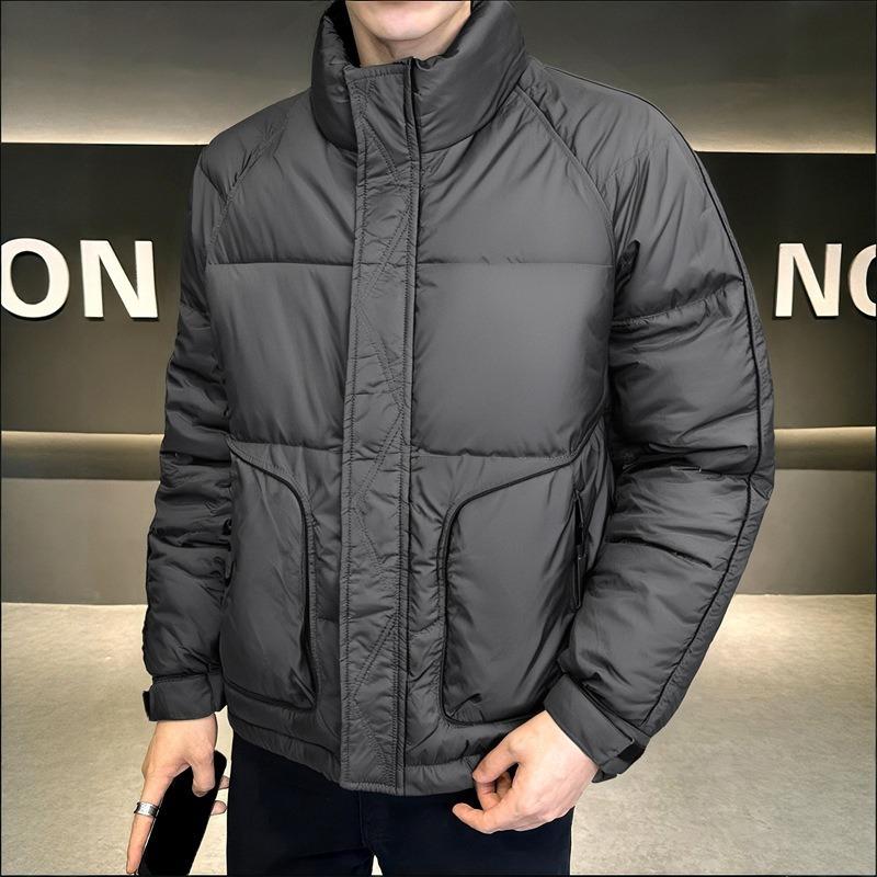 2025 winter down jacket, men's cold-resistant warmth, casual stand-up collar, white duck down cold-proof jacket, cotton jacket