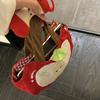 Red Apple Handbag Creative Cute Corduroy Shoulder Bag Stylish Outing Canvas Bag With Apple Pendant Casual Versatile Shoulder Bag