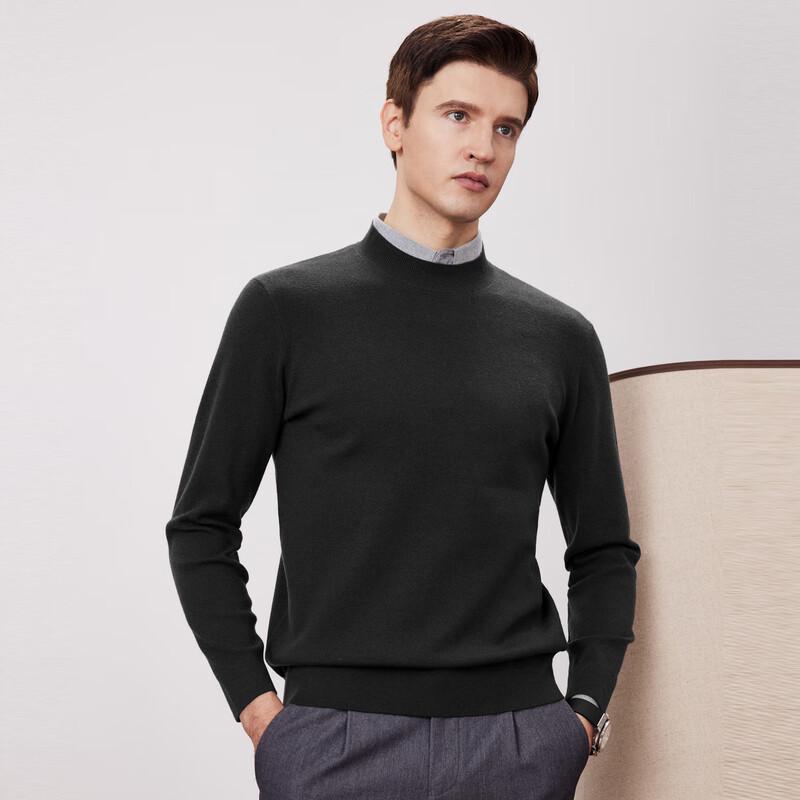 Shanshan Men's Heavyweight Machine Washable Wool Blend Crew Neck Sweater
