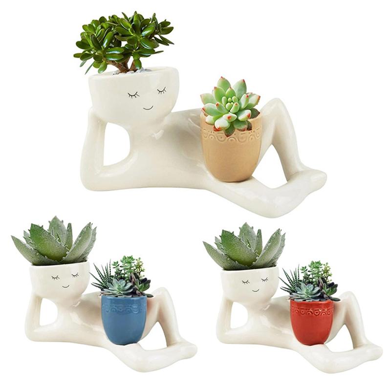 Lazy Guy Planter Funny Planters Smily Face Planter Pot With Drainage Hole Cute Resin Funny Plant Pots Unique Lying Down Figure