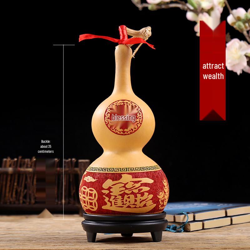 Chinese Knot Carved Gourd Pendant for Living Room Decoration or Gift