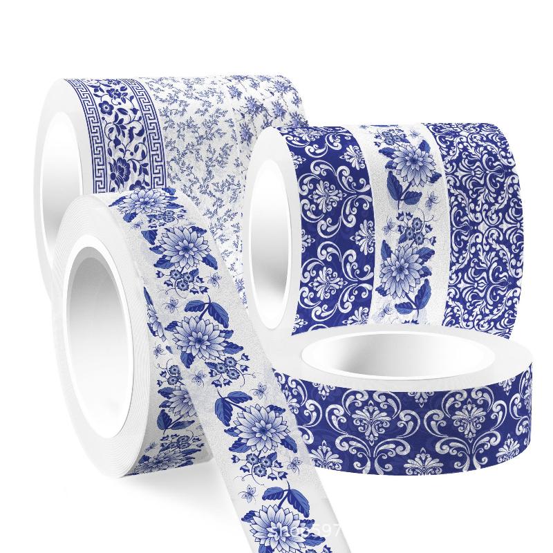 Blue & White Washi Tape Set; Pretty Chinoiserie Designs; 12 Rolls! Decorative Tape; Journaling, Scrapbooking