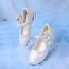 Girls' White Leather High Heels with Crystals - Spring/Autumn Princess Shoes