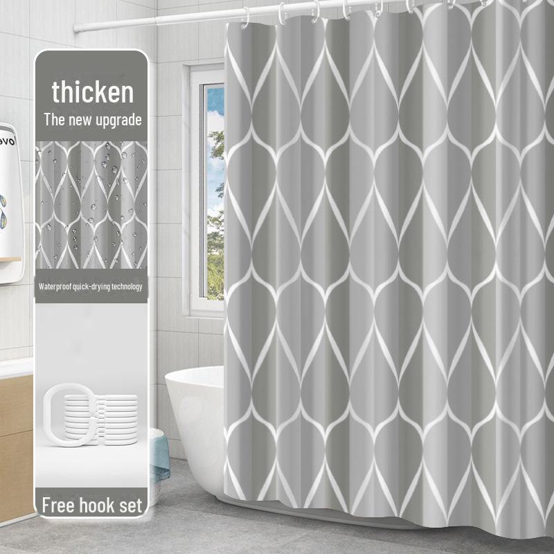 Thickened Waterproof Polyester Shower Curtain for Bathrooms