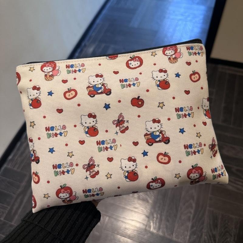 Kawaii Sanrio Hello Kitty Large Capacity Women'S Cosmetic Bags Cute Kt Cat Storage Bag With Zipper Female Travel Clutch Bag