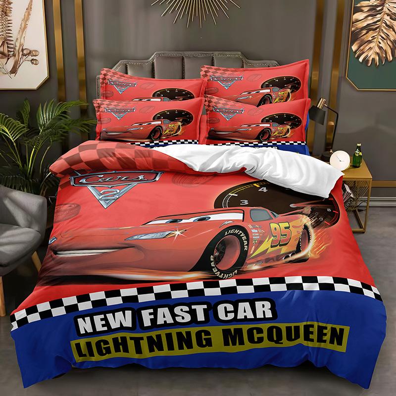 3D Digital Printing Car Story Three-Piece Cartoon Animation Bedding Kit