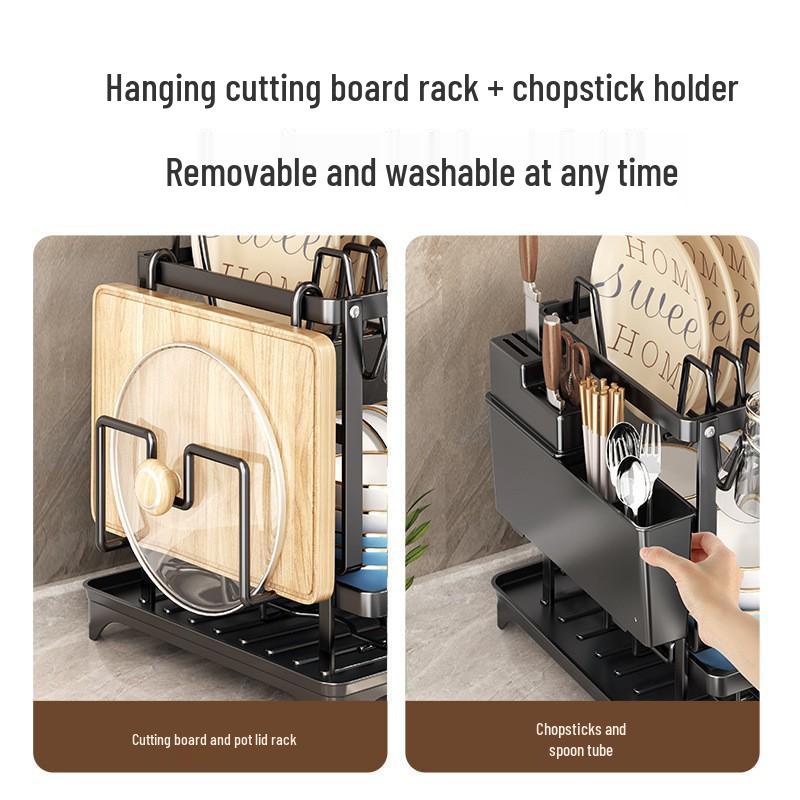 Multi-layer Kitchen Sink and Counter Dish Rack and Draining Shelf
