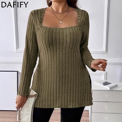Camicette e camicie da donna alla moda casual primavera autunno stampa tinta unita manica lunga colletto quadrato
